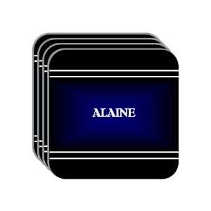 Personal Name Gift   ALAINE Set of 4 Mini Mousepad Coasters (black 
