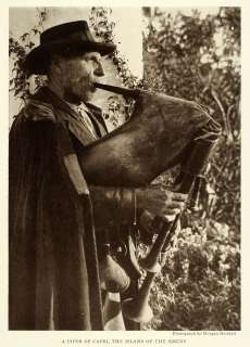 1922 Print Capri Italy Sirens Island Piper Musical Instrument Bagpipe 