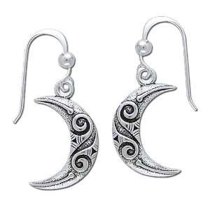    Sterling Silver Celtic Spiral Knot Crescent Moon Earrings Jewelry