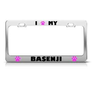  Basenji Paw Love Dog license plate frame Stainless Metal 
