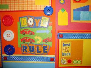 Kids Boys Rule Premade scrapbook pages 12 x 12 by PM  