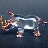 Rhino Rhinoceros Figurine Blown Glass Crystal Sculpture  