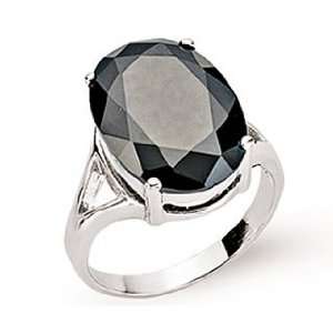  Sterling Silver Black Jet Solitaire Ring   S00016   Band 