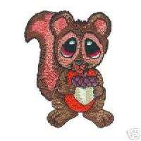 Big Eyed Baby Squirrel Embroidered Iron On Patch  