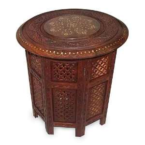  Brass inlay accent table, Star Flowers
