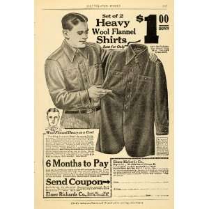  1920 Ad Heavy Wool Flannel Men Shirts Coat Clothing Set 