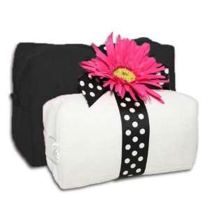  Monogrammed Cosmetic Bags Set   Black & White: Beauty