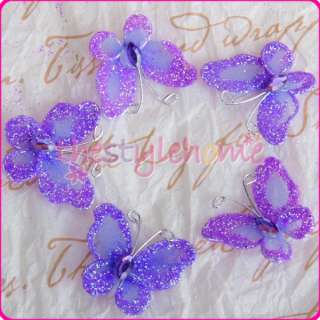 50 Stocking Butterfly Wedding Craft Favors 3x2cm Purple  