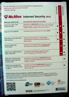 McAfee Internet Security 2012   3 PCs New Sealed  w 