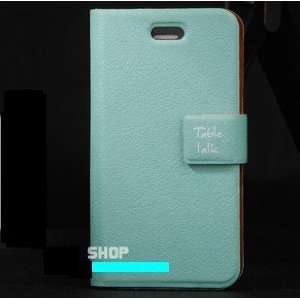 Table Talk leather cover for apple iPhone 4s (light blue)/with mirror 