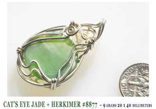 Chatoyant Jade Pendant + Herkimer Diamond Quartz Pendant #8877