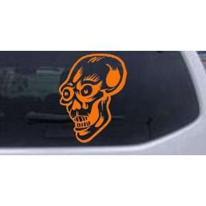 Big Eyed Skull Car Window Wall Laptop Decal Sticker    Orange 22in X 