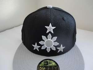 Filipino Philippine Sun Stars Gray Fitted New Era Hat Cap Grey  
