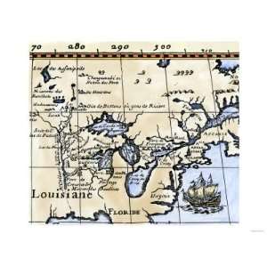 Hennepins Map of New France and Louisiana   la Carte de la Nouvelle 