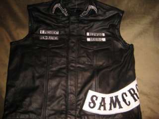 SONS OF ANARCHY LEATHER BIKER VEST W/PATCHES MOVIE PROP  