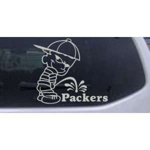 Pee On Packers Car Window Wall Laptop Decal Sticker    Silver 20in X 