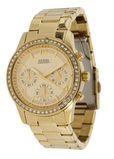   Guess Gold Crystal Case Chronograph Watch U14503L1 091661390289  