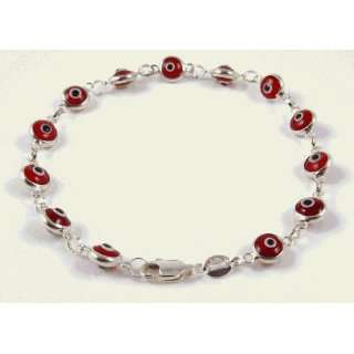  Evil Eye Red Sterling Silver Bracelet in tiny beads by Love 