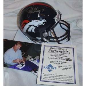  John Elway Denver Broncos Autographed Mini Helmet: Sports 