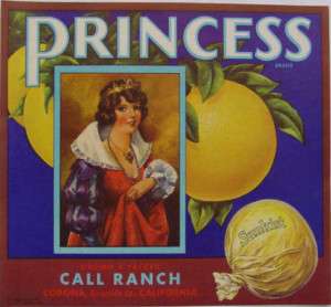 Princess Vintage Grapefruit Crate Label Corona, CA  
