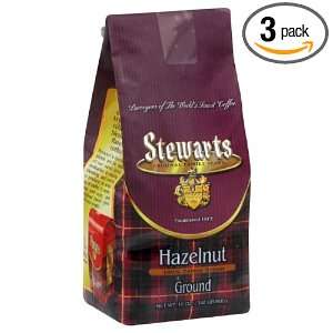 Stewarts Coffee Hazelnut Ground Bag, 12 Ounce (Pack of 3):  