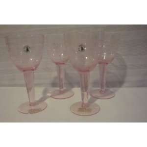  Set of 4 Pink IKEA Wine Glasses, Swirl Design: Everything 