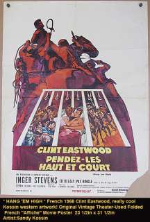 HANG EM HIGH * Movie Poster 1968 Clint Eastwood Western Cowboy 
