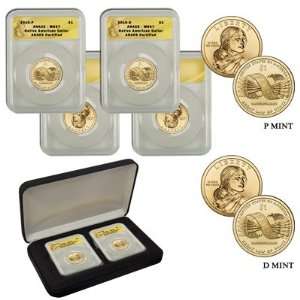  2010 MS67 Anacs P  and D Mint Native American Dollar Set 