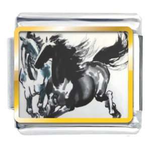 Galloping Horse Painting Italian Charms Bracelet Link