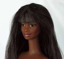 LOVELY BRUNETTE African American BARBIE w FULL BANGS & ROOTED LASHES 