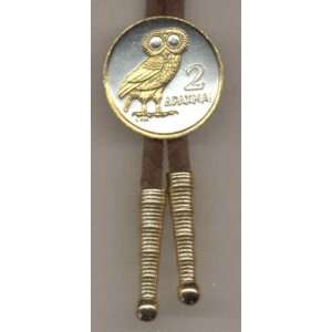   World Coin Bolo Tie   Greek 2 Drachma Owl (Quarter Size) Everything
