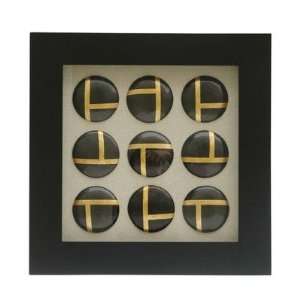  CVA1017 Black/Gold Circles Wood and Fiberglass Shadow Box   24 x 24
