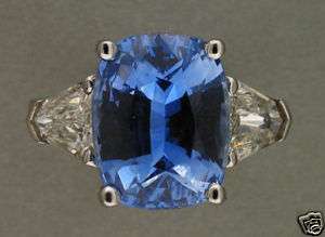 ESTATE 8.44CT GENUINE ANTIQUE CUSHION BLUE SAPPHIRE SHIELD CUT DIAMOND 