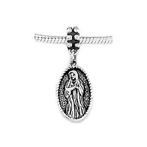  Sterling Silver Virgin Mary Dangle Bead Charm: Jewelry