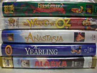 Lot # 12 ~ 5 KIDS VHS Videos FERN GULLY 2 Wizzard of Oz ANASTASIA 