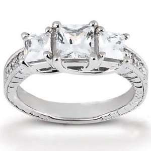  Antique Princess Cut Diamond Ring in Platinum: Jewelry