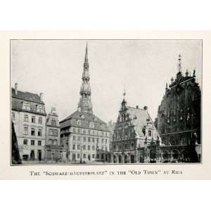 1921 Print Schwarz Haupterplatz Old Town Riga Buildings Latvia Baltic 