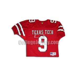  Red No. 9 Game Used Texas Tech Russell Football Jersey 