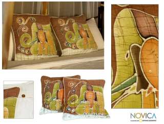 ELEPHANTS~Pair of Throw Pillow Cushion Covers~Batik~NEW  