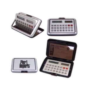   business card case with dual power revolving calculator. Electronics
