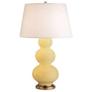  317X Triple Gourd   Table Lamp, Butter Glazed Ceramic with Antique 