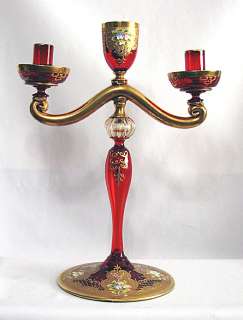 16 Murano Venetian Ruby Red Candlestick Candelabra  