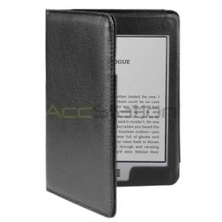 For  Kindle Touch Tablet Black Plain Folio Leather Case Pouch 