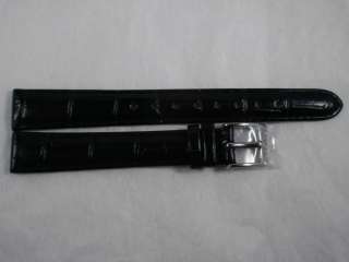 Ladies 14mm Elysee Black Leather Watch Band  