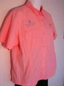 Columbia Pink Vent Net Back Cotton Blouse Shirt Top XL  