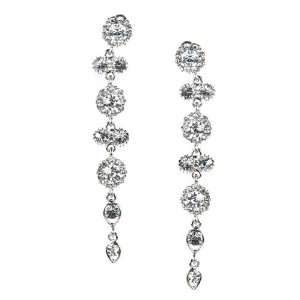  Elizabeth Jadore Silver Round Cut Drop Earrings Jewelry