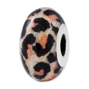   : Sterling Silver Reflections Black & Tan Animal Print Bead: Jewelry