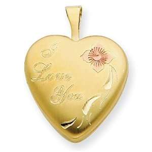  Angelic 1/20 Gold Filled 16mm Enameled Flower I Love You 