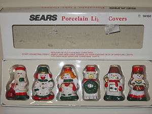   Porcelain Light Covers Set 6 Old Fashioned Vintage Christmas Ornaments