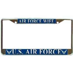 USAF US Air Force Wife Chrome Metal License Plate Frame Holder